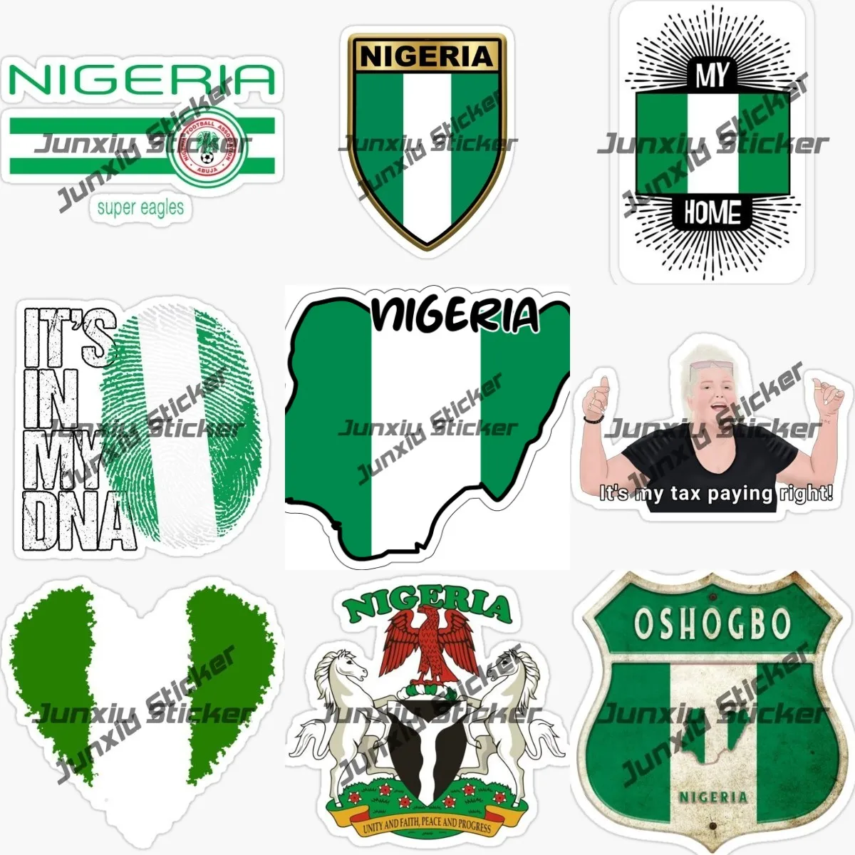 

Nigeria Map Flag Decal Oshogbo Nigeria Coat of Arms Design Sticker Nigeria Flag Gift Africa Niger Stickers Heart for Nigeria