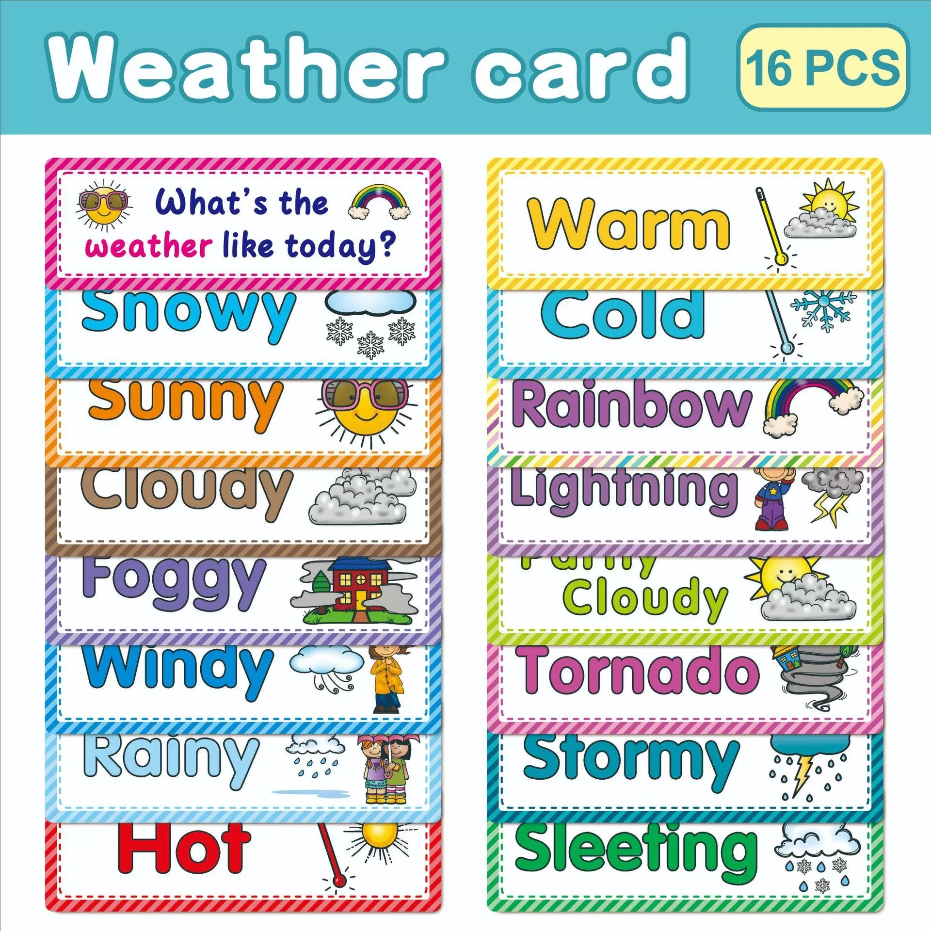 Children's Early Education English Weather & Season Flash Cards