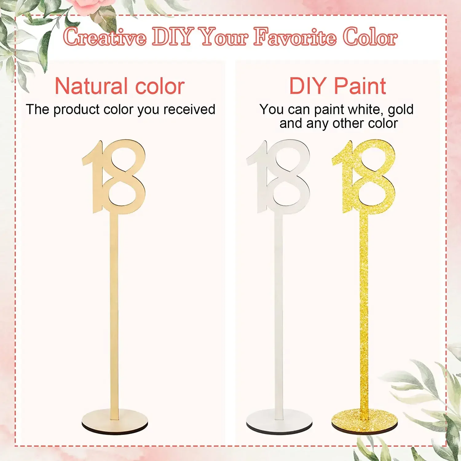 Description Picture 4 of itemWooden Table Numbers 1 To 20 Wood Wedding Table Number Signs with Holder Base for Wedding Party Table Home Birthday Decoration