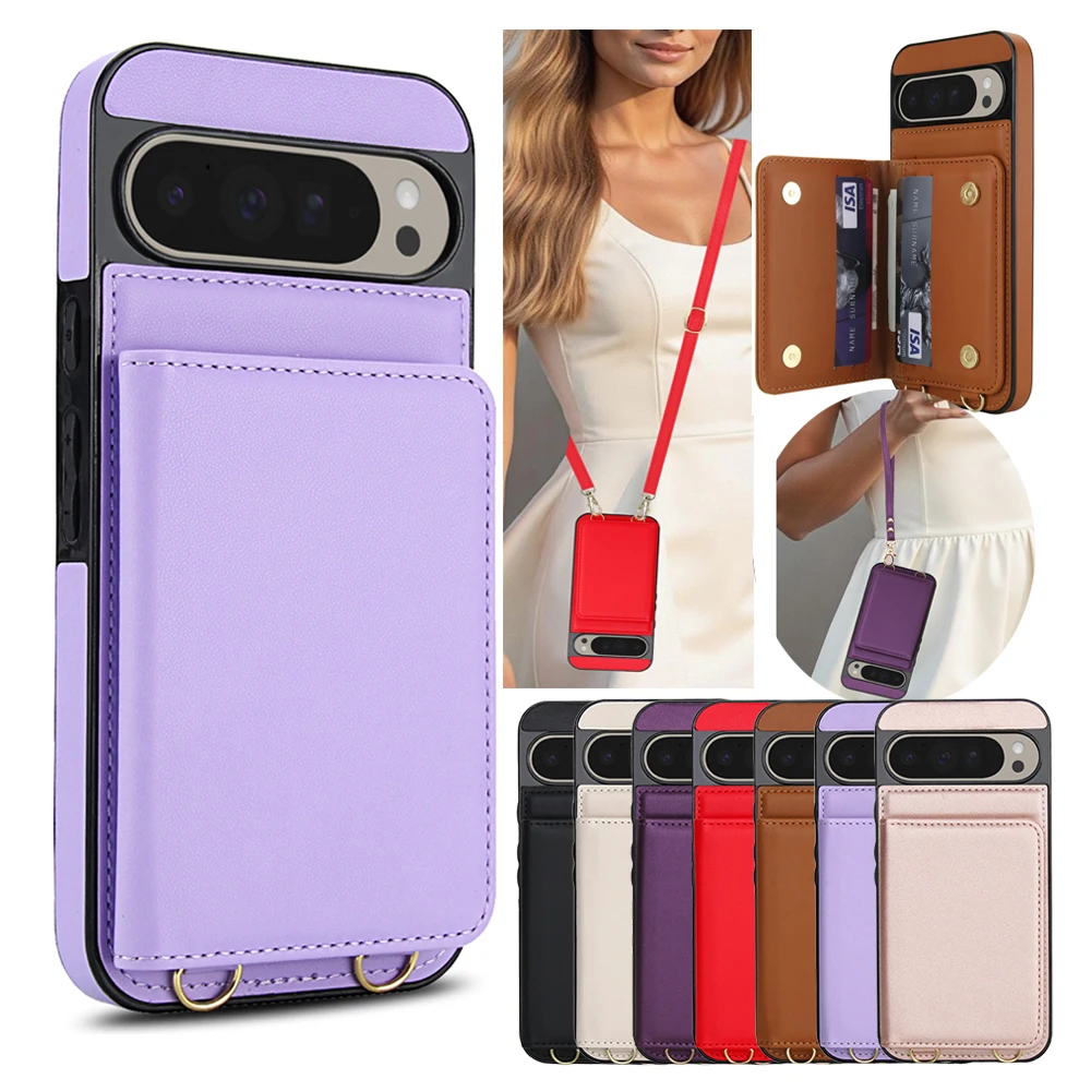 Versatile Crossbody Leather Wallet Case with Kickstand and Card Holder Strap