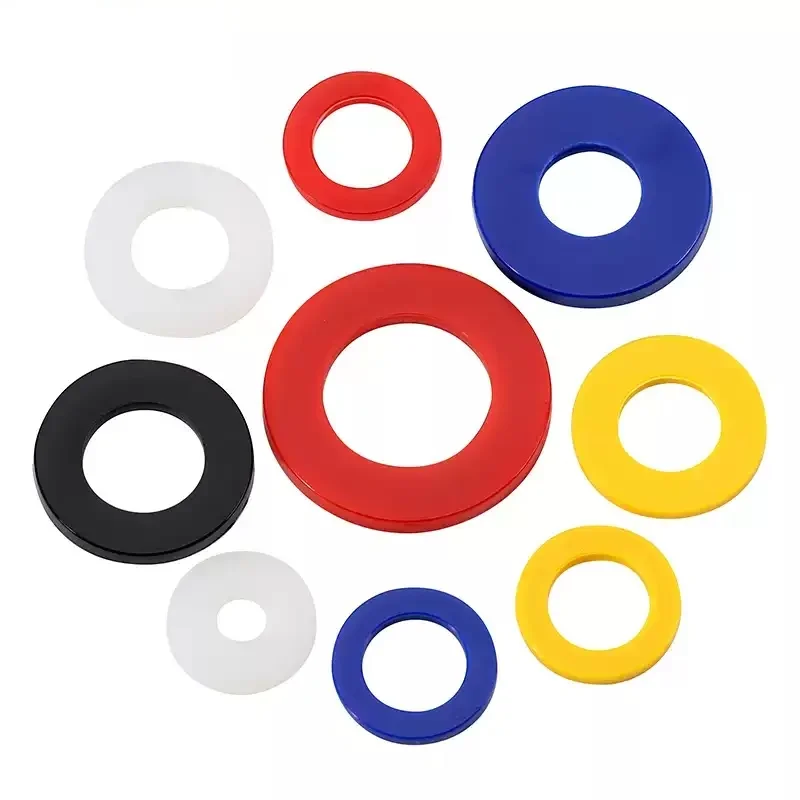 Washer Gasket Set Washer Gasket Plastic Washers Nylon Washers Washer Seal Set Colorful Nylon Washer Flat Gasket Plastic Sealing Hard Washers Red Blue Yellow Black White M2 M2.5 M3 M4 M5 M6 M8 M10~M20