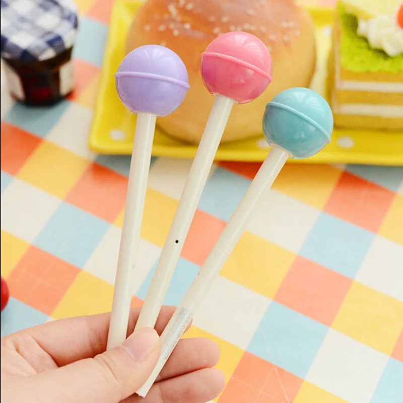 

24 Pcs Wholesale Silently Loves Lollipop Pens Stationery Wholesale Colorful Lollipop Neutral Pen Creative Kawaii School Supplies