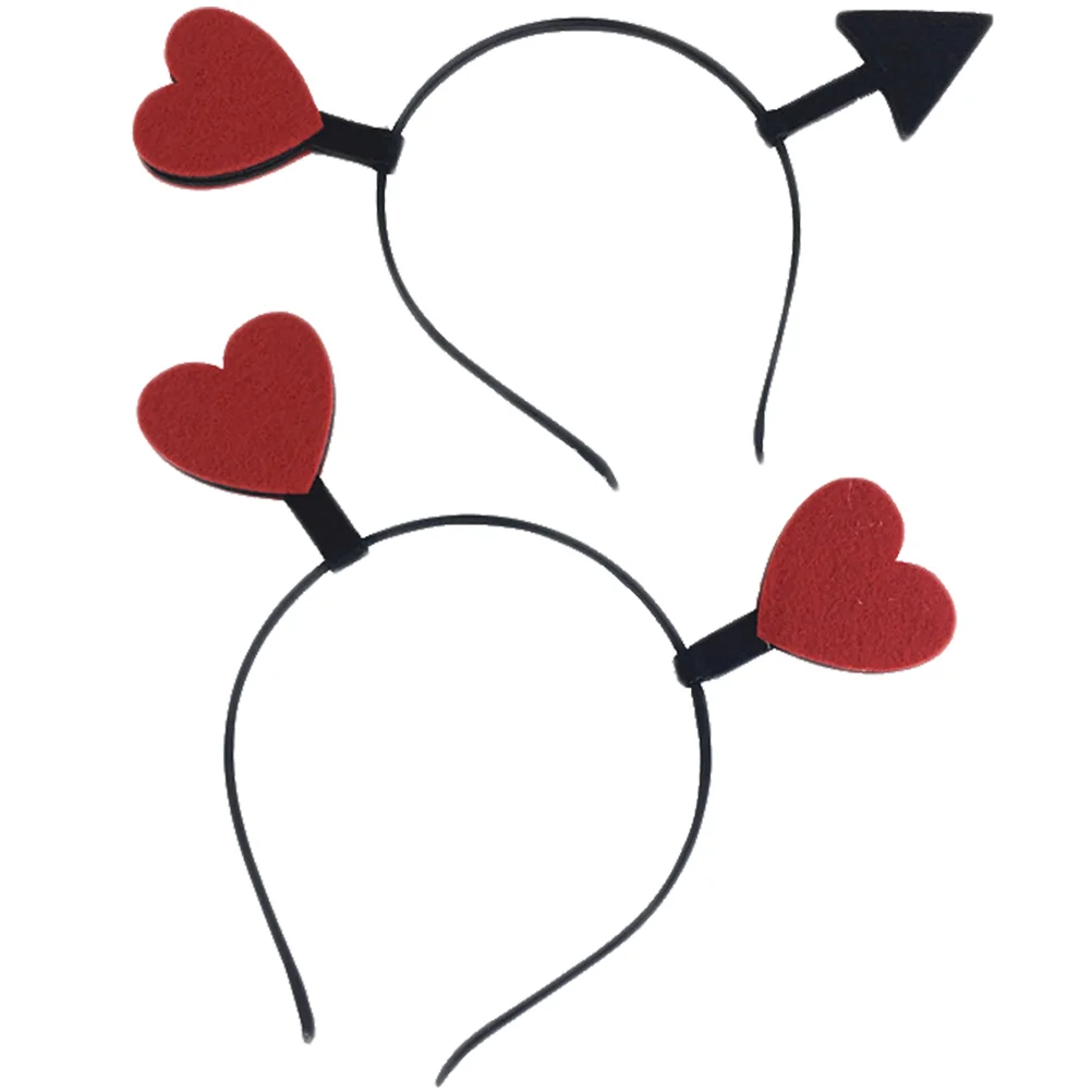 2 PCS Hair Accessories for Girls Ribbons Cupid Headband Costume Heart Hairband Shape Attractive 2
