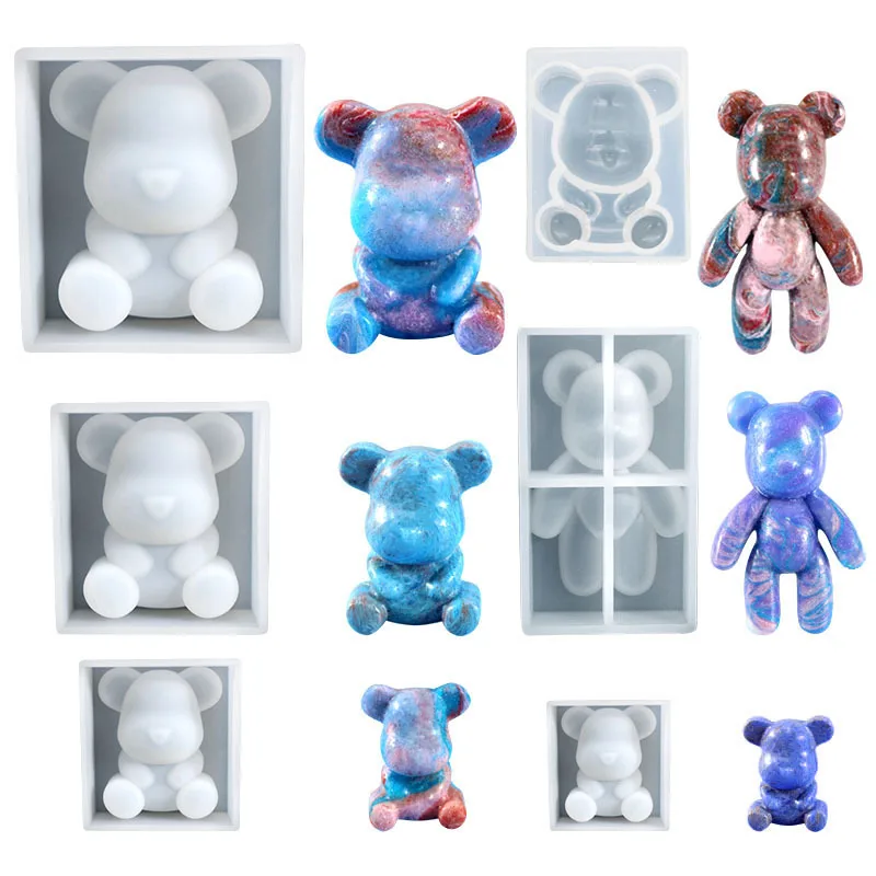 Crystal Epoxy Semi-dimensional Bear Cub Silicone Mold DIY Ornaments Little Bear Big Violent Bear Ornaments Creative Handmade