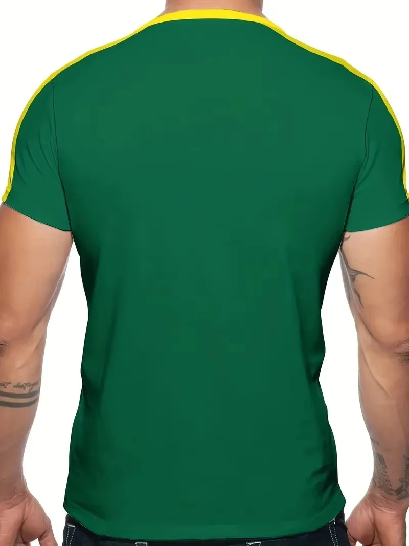 Brazilian Style Casual Men's Short Sleeve T-Shirt 3D Printed Crew Neck Pullover for Summer Outdoor Activities and Daily Wear