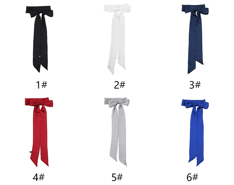 200*4cm Frauen schmaler langer Schal einfarbig Seide Gummi rot Krawatte schwarz Tasche Band einfarbig Stirnbänder einfach Choker Streamer – Detail 3
