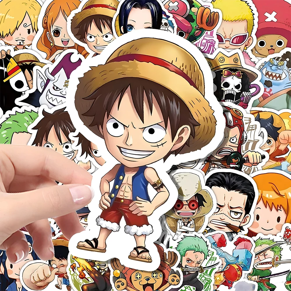 55pcs One Piece Cute Cartoon Stickers DIY Skateboard Phone Case Laptop Motorcycle Waterproof Cool Anime Sticker Decals Toy - 5
