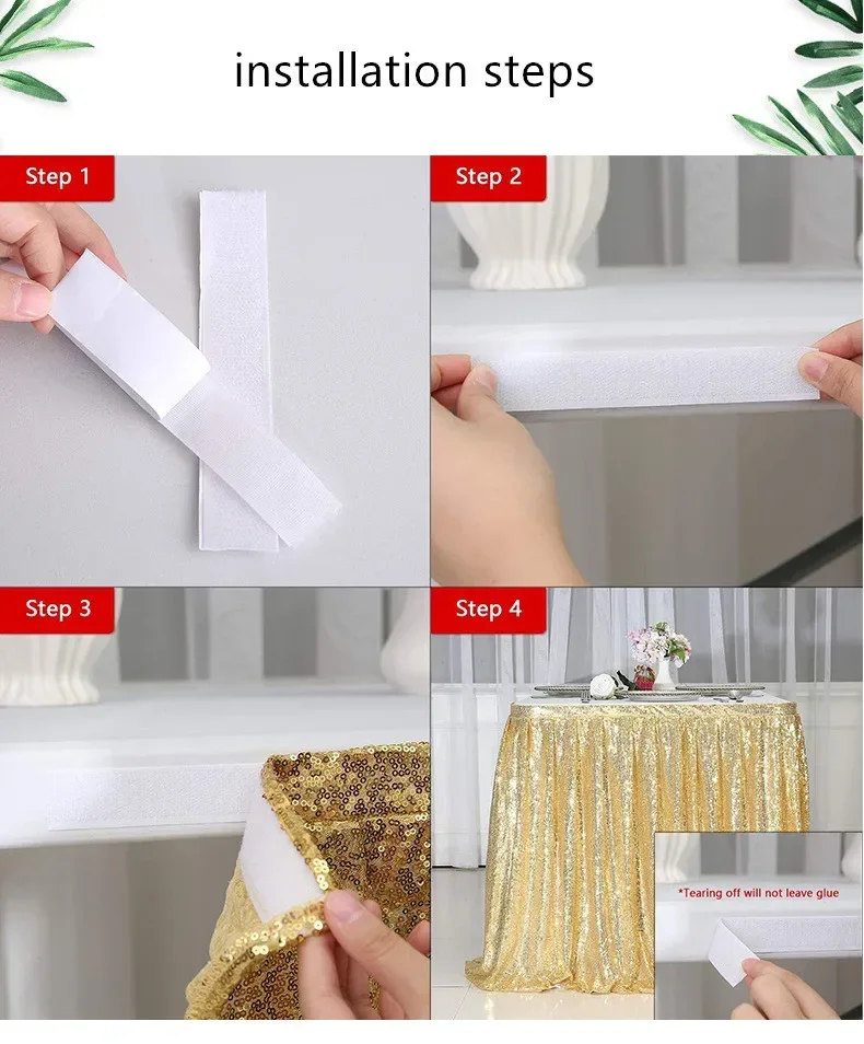 Description Picture 4 of itemRectangular Table Cover Birthday Party Wedding Banquet Christmas Decoration Table Cloth Pink/Gold/Silver Sequin Table Skirt