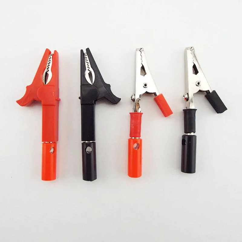 4mm banner plug and Crocodile Clamp Probe Alligator Clip electric diy Test lead Probe Black Red Socket Cable Insulated clips alligator clips electric test clamp test clip test hooks clips test leads alligator clip adapter electrical clamp