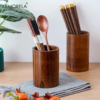 KEMORELA 1PCS Kitchen Utensil Holder Chopstick Cage Wooden KItchen Utensil Holder Chopsticks Storage Holders Kitchen Supplies 1