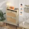 Shoe Cabinet, Shoe Storage Cabinet with 2 Flip Drawers, Slim Shoe Storage Rack with Charging Station for Entryway Hallway Living 4