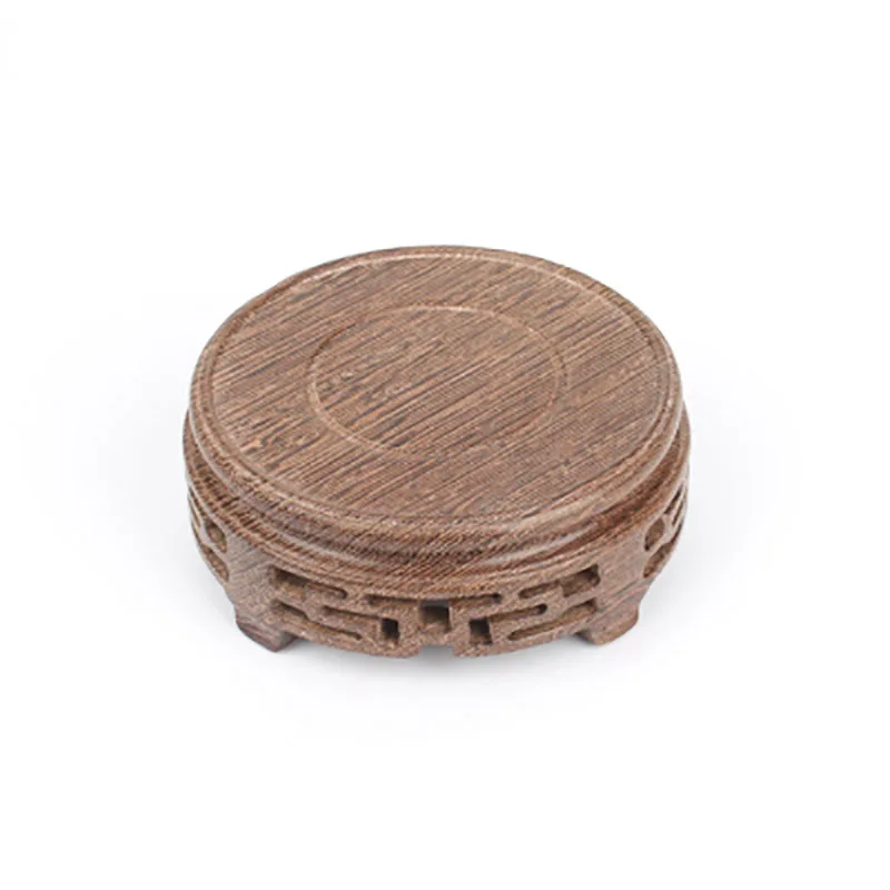 Rosewood Carving Round Purple Clay Pot, Fish Tank Stone, Buddha Vase, Bonsai Base, Black rosewood, Chicken Wing, Wood Pattern