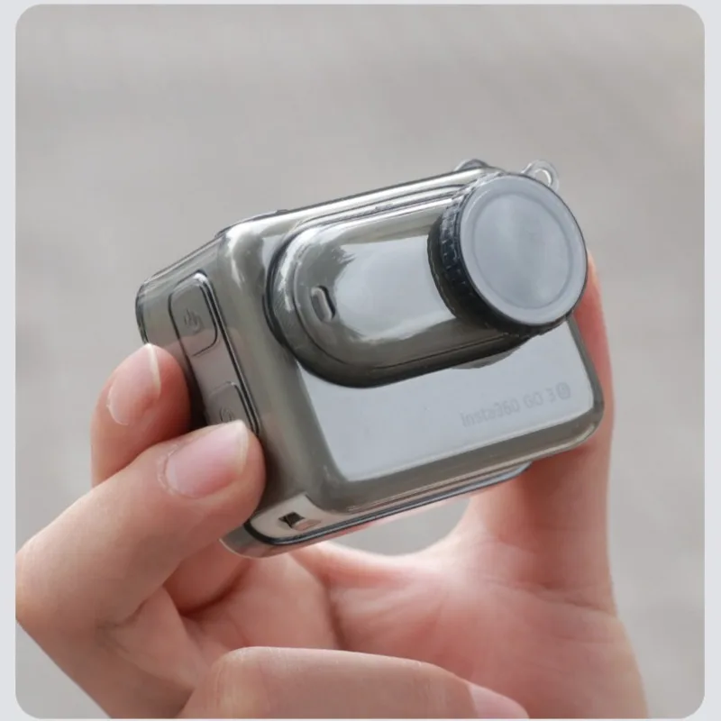 스트랩 렌즈 커버가 있는 부드러운 실리콘 보호 케이스 Insta360 GO 3S용 긁힘 방지 충격 방지 스킨 TPU 투명 소프트 커버