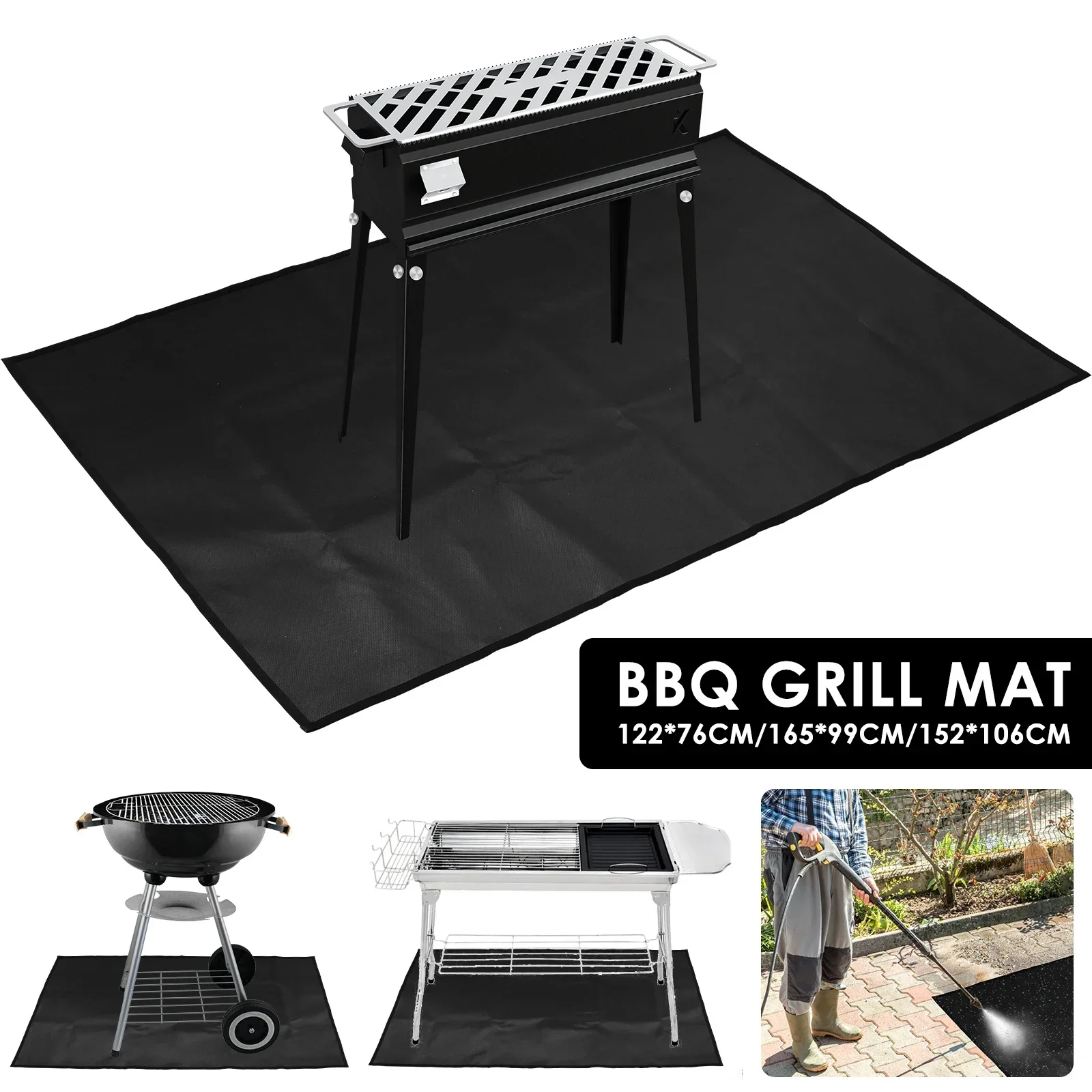 Under Grill Mats for Outdoor Grill Fireproof Deck and Patio Protective Mats Waterproof Fire Pit Mat Reusable Oil-Proof