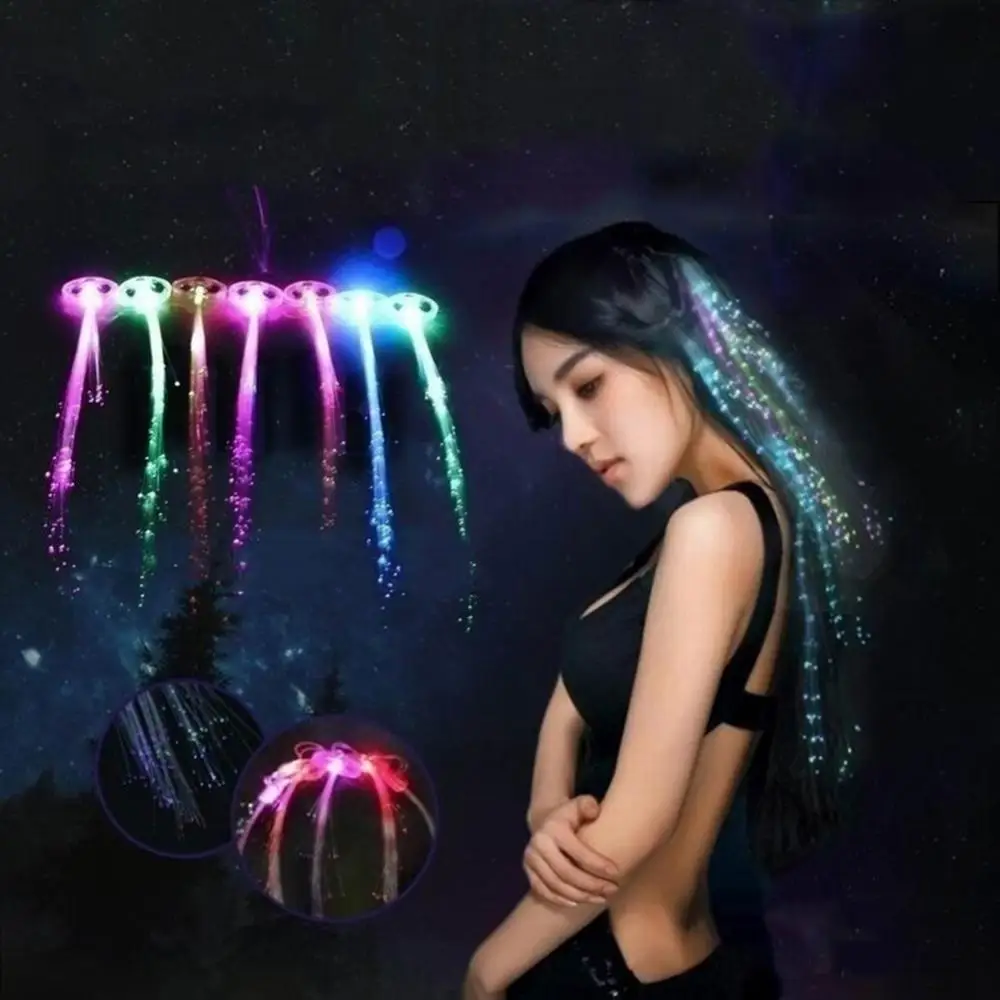 Led Light Up Braid Luminous Fiber Optic Hairpin Decor Per Halloween Party Bar