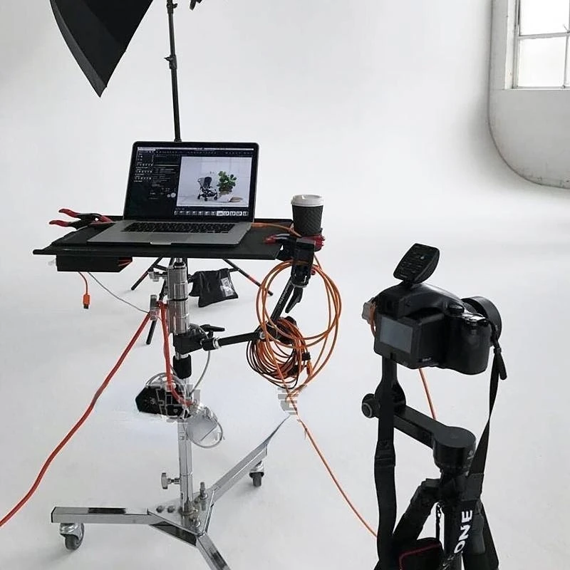 Photography mobile light stand stainless steel pulley bracket folding notebook tray light stand 1.8m short foot floor