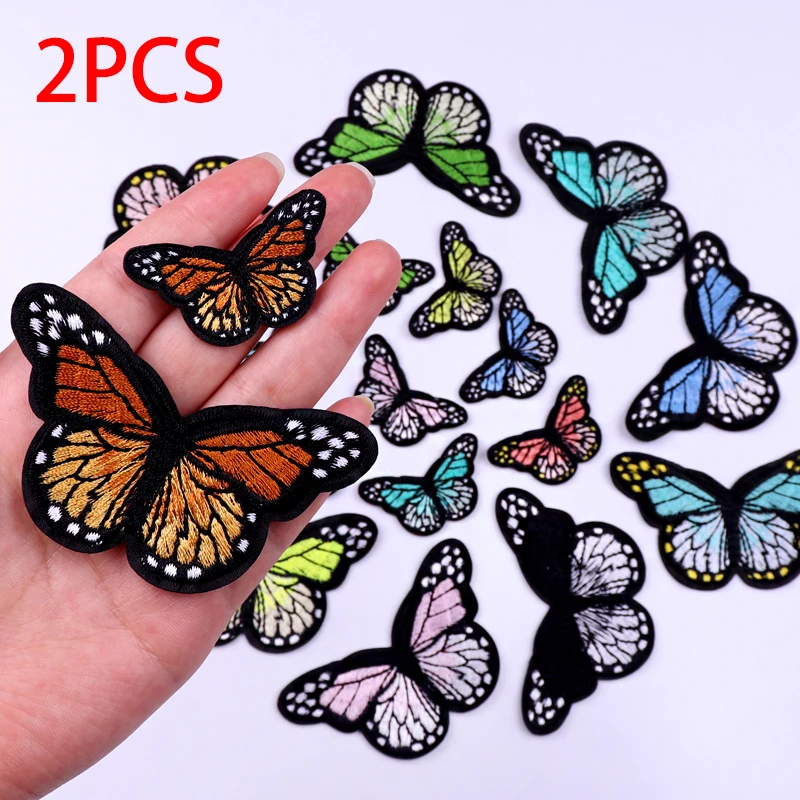 

2PCS 21Color Butterfly Embroidery Patch Badges Iron On Patches For Clothing Thermoadhesive Patches On Clothes Jeans DIY Applique