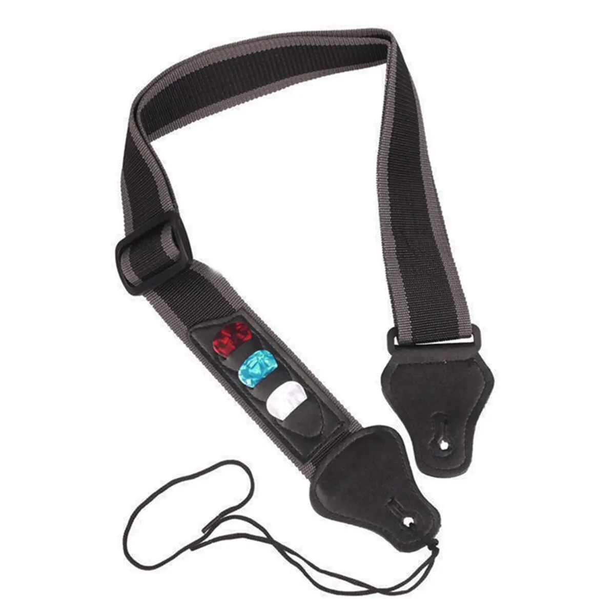 Adjustable Electric Guitar Strap with PU Leather Ends and Pick Holders