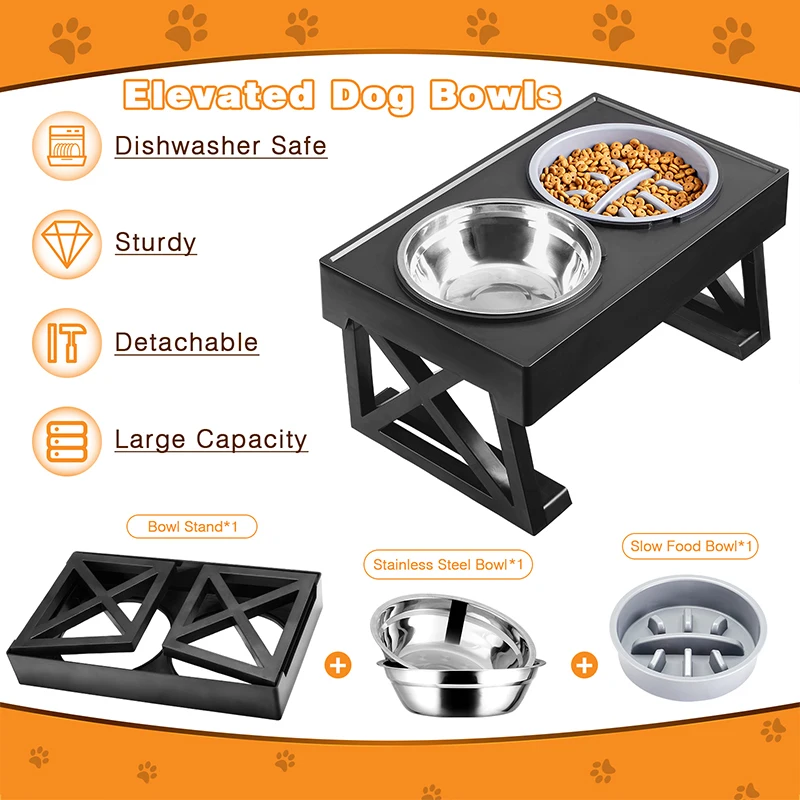 An elevated large dog bowl makes meals easier, safer for big dogs