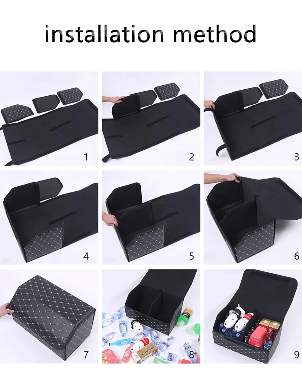 Multipurpose Collapsible Car Trunk Storage Organizer With Lid Portable Car Storage Bag