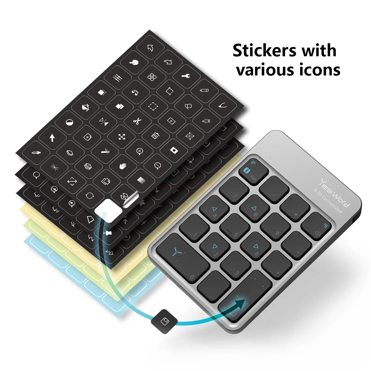 Yesword-X-20 Teclado de membrana personalizado mini, ultra