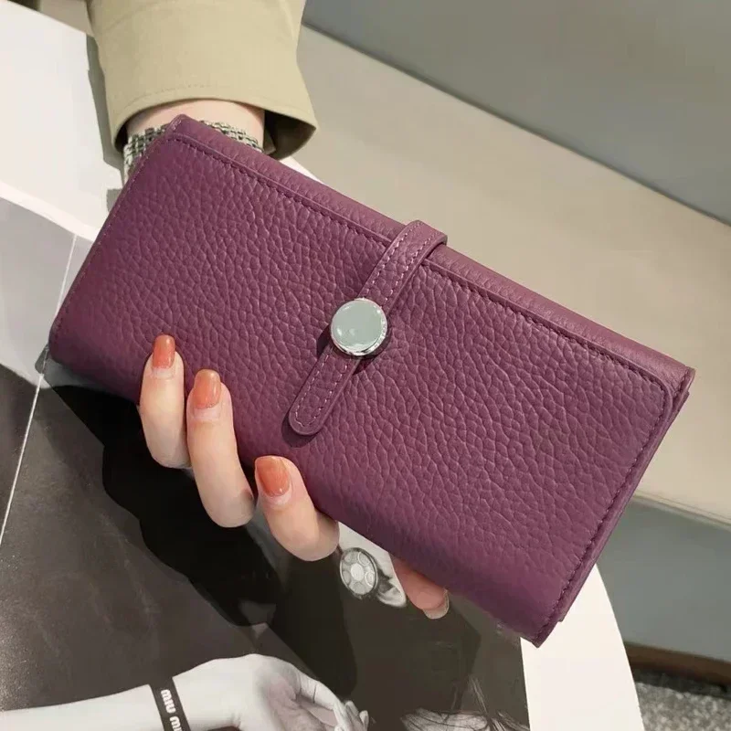 Luxury Women's Genuine Leather Clutch Wallet – Elegant Card Holder with Zippered Coin Pocket