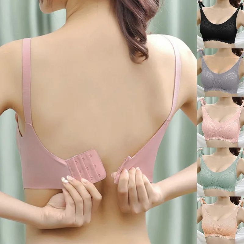 Seamless Bra Women'S Nude Feeling Gathered Wireless Bralette Soft Lace Thin  Mold Cup Bra For Women Sleep Brasiere Everyday M-2xl