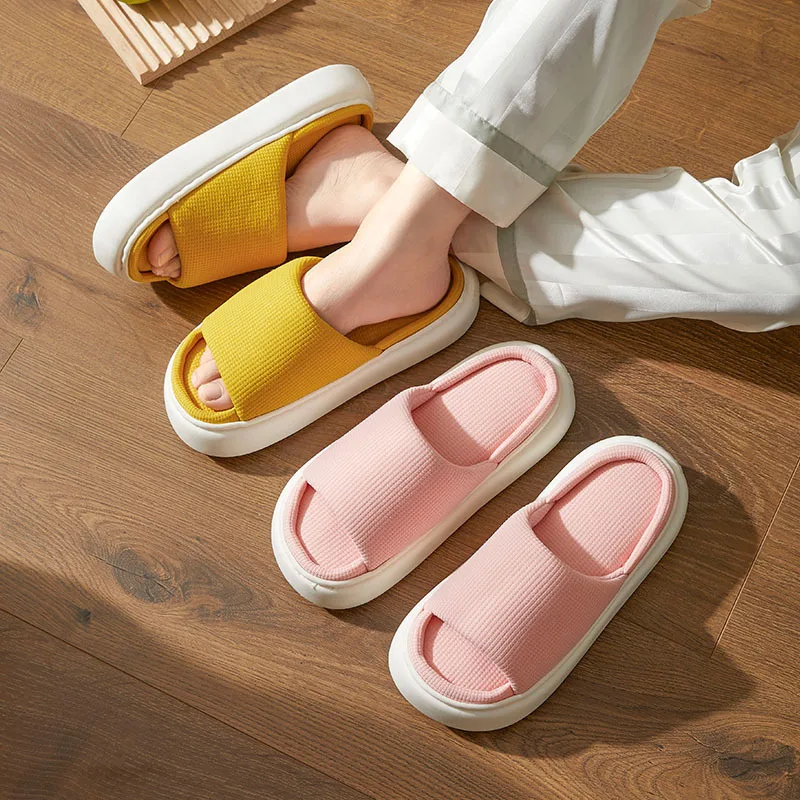 

H115 Spring and summerproducts, simple, fresh and open, couples, men and women, home latex linen slippers, four seasons slippers