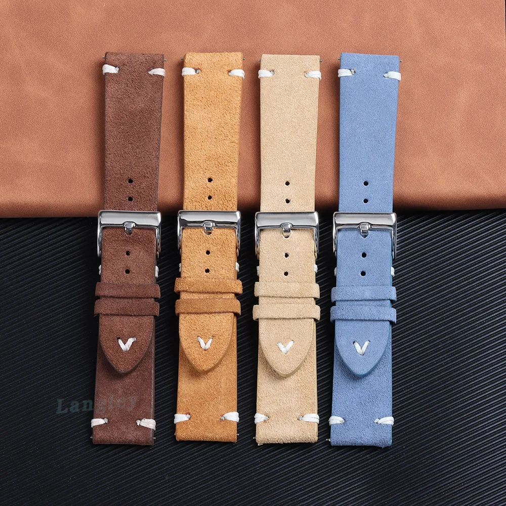 Vintage Handmade Suede Soft Watch Strap with Quick Release
