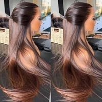 13x4 HD Ombre coloré brésilien droit dentelle devant cheveux humains Perruques souligner Perruques sans colle femmes naturelle 4