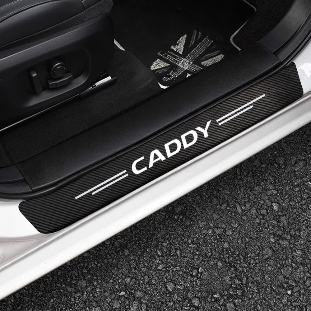 4Pcs For Volkswagen VW CADDY Carbon Fiber Car Door Sills Guards Protector Sticker Threshold Decal Styling Tuning Accessories |