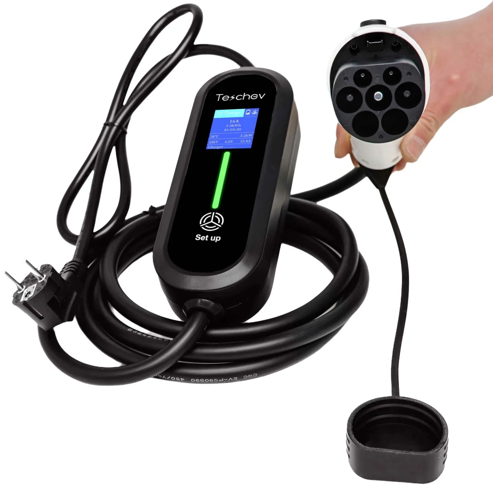 Teschev EV Portable Charger GB/T Plug Connecto16A 1Phase 3.5KW 5Meters Wallbox Charging Station for Electric Vehicle