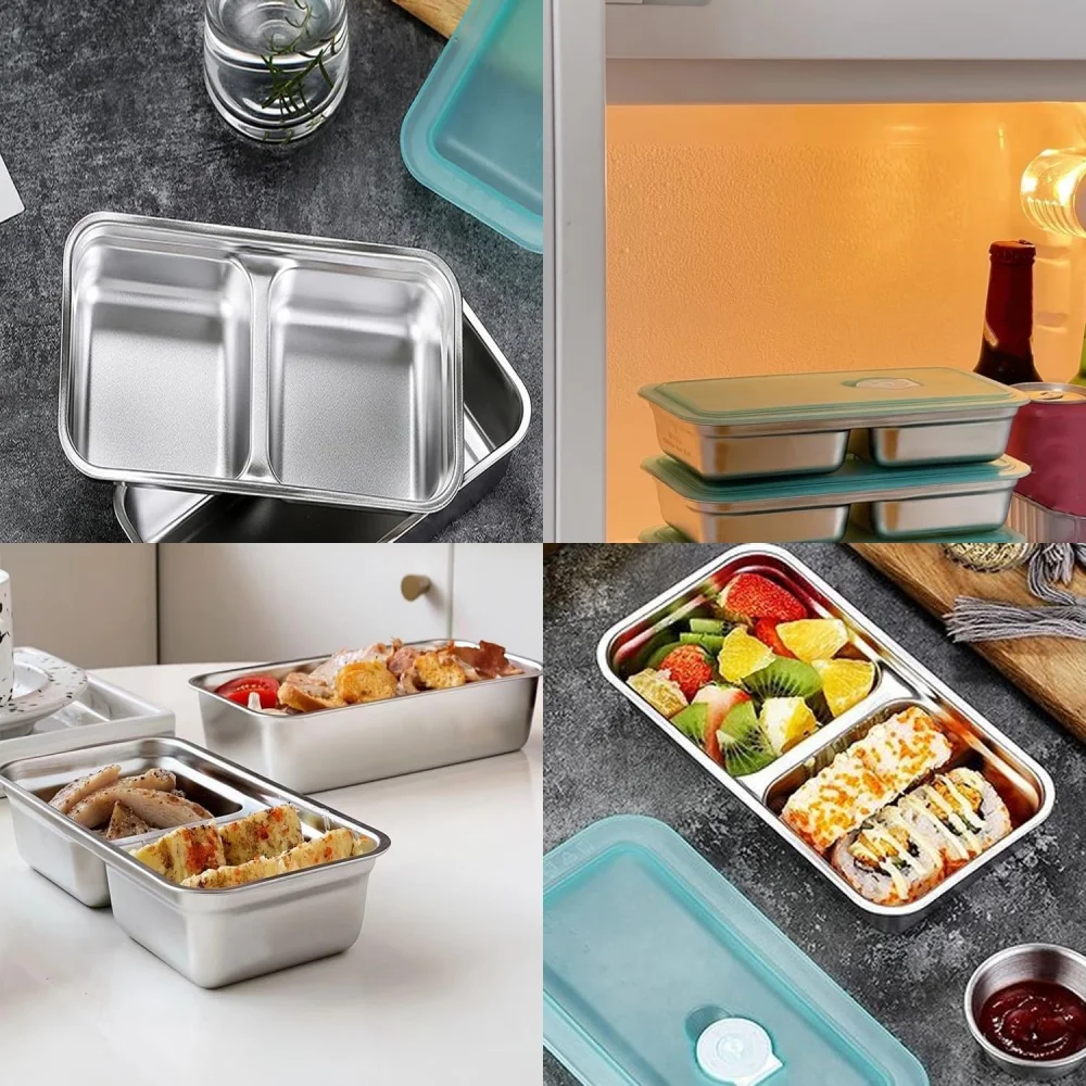 Durable Stainless Steel Double-Layer Snack Container with Lid
