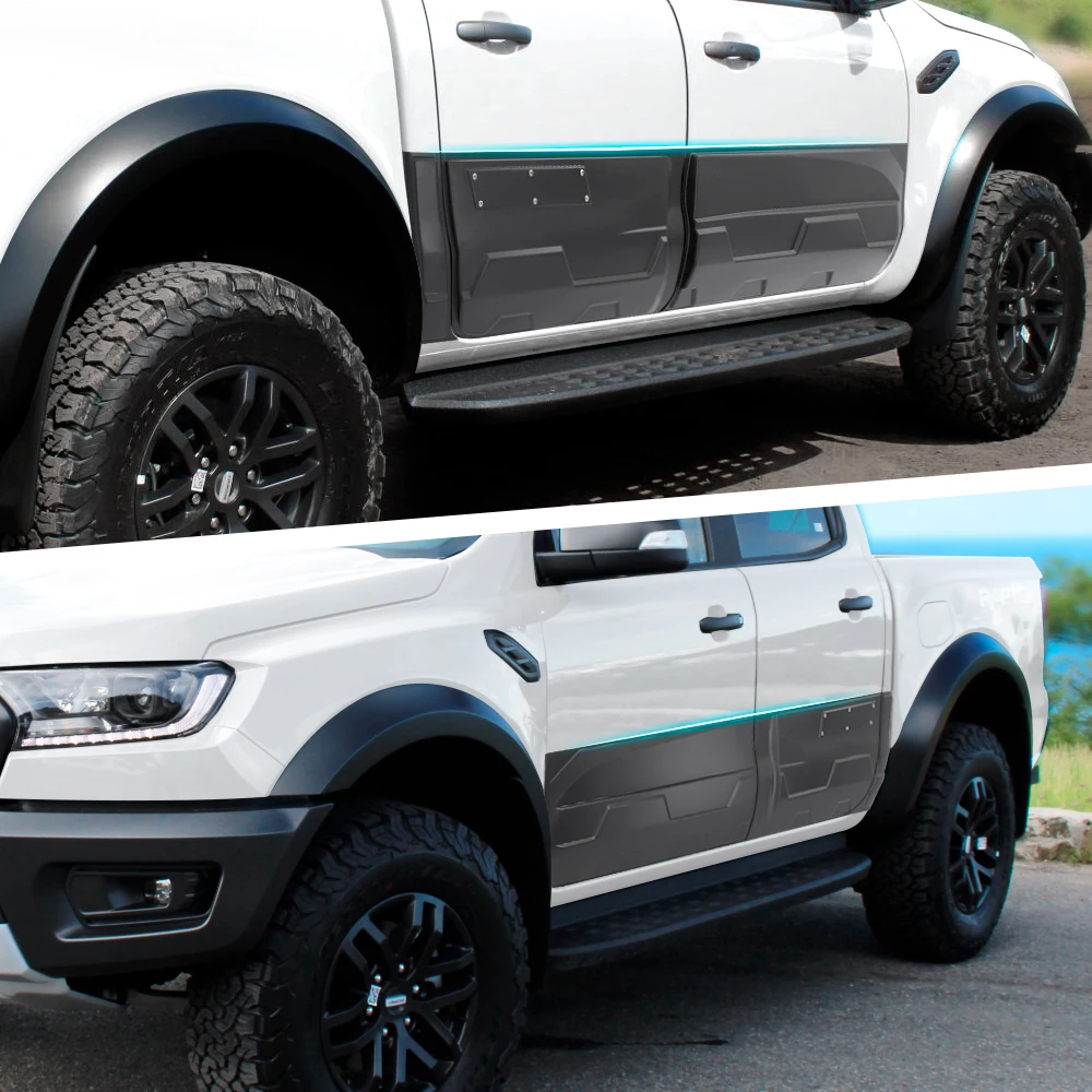 Rivestimento del corpo della porta laterale per Ford Ranger Raptor  2015-2022 Kit del corpo della piastra di protezione dello stampaggio nero  opaco accessori per cabina doppia - AliExpress, image size:1000x1000