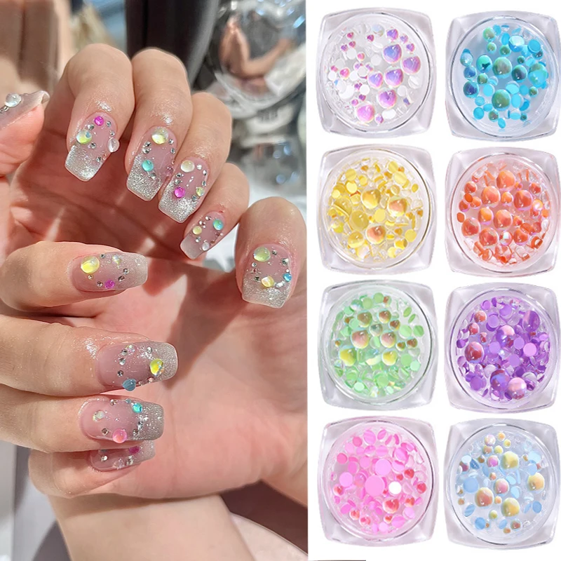 350-400pcs Mix Sizes Nail Pearl Rhinestones Mermaid Candy Colors 3D Round  Crystal Beads Decor Fashion Jewelry Ornament Designs * - AliExpress
