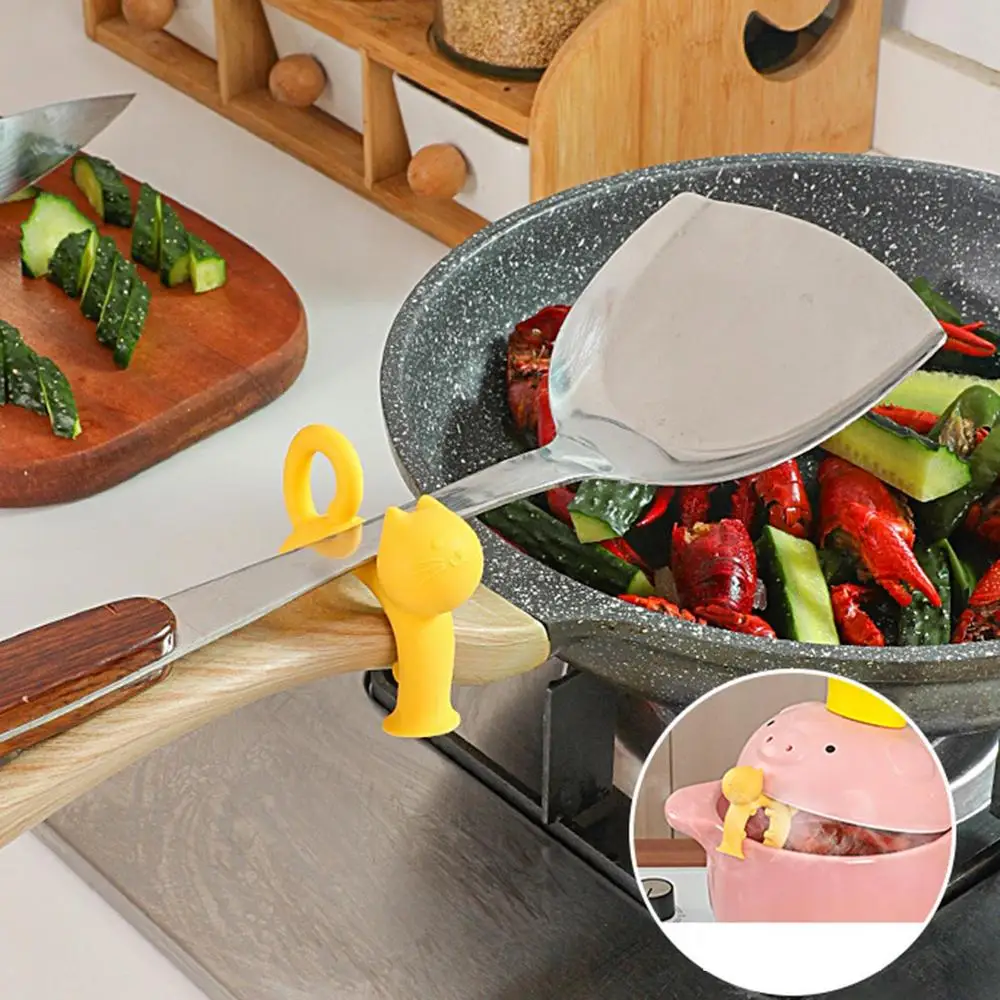 Description Picture 4 of itemSilicone Spatula Holder Cat Shape Rack For Shovel Spoon Anti-scalding Spatula Rest Bracket Clips For Home Kitchen Restaurant Use