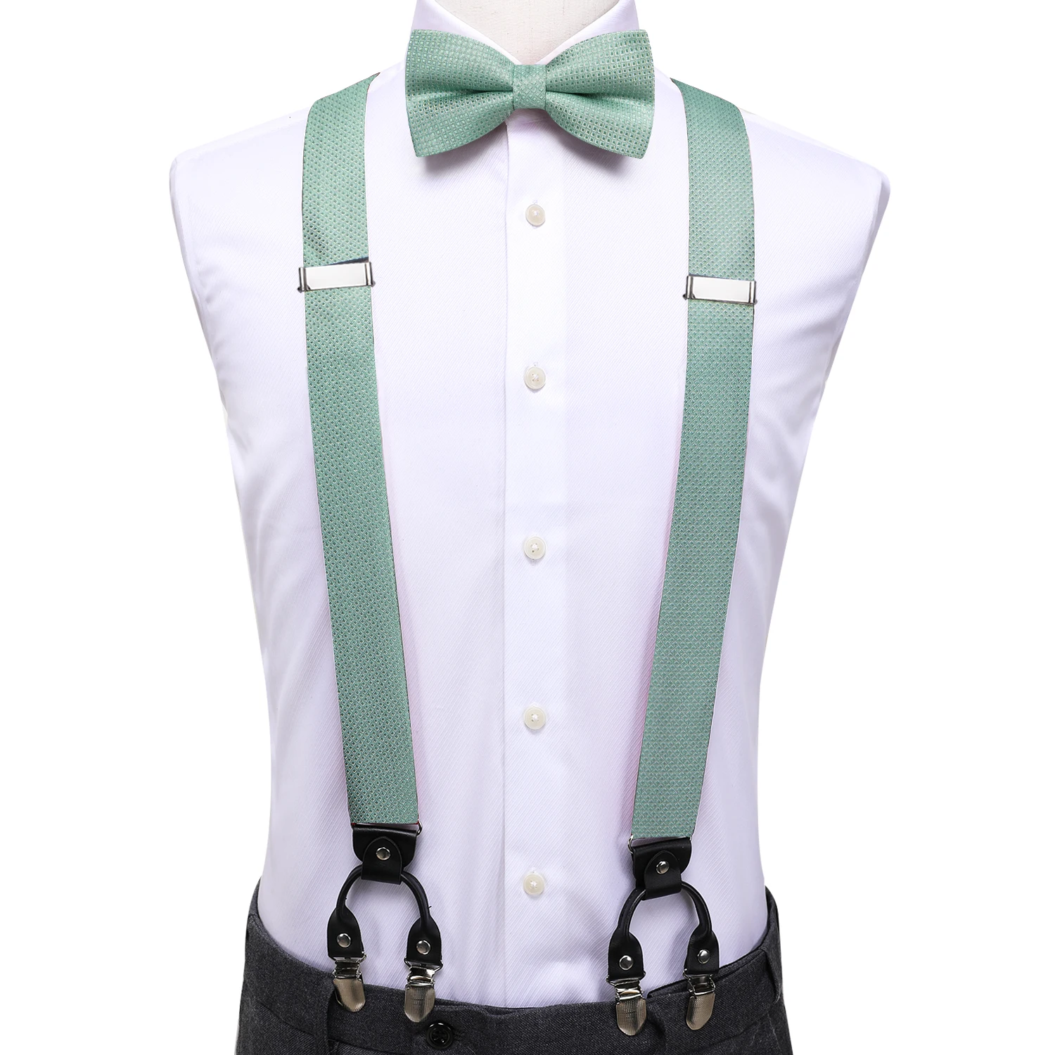 DiBanGu Men's Christmas Suspenders Set | Y-Back Suspenders With Bow Tie, Pocket Square & Cufflinks