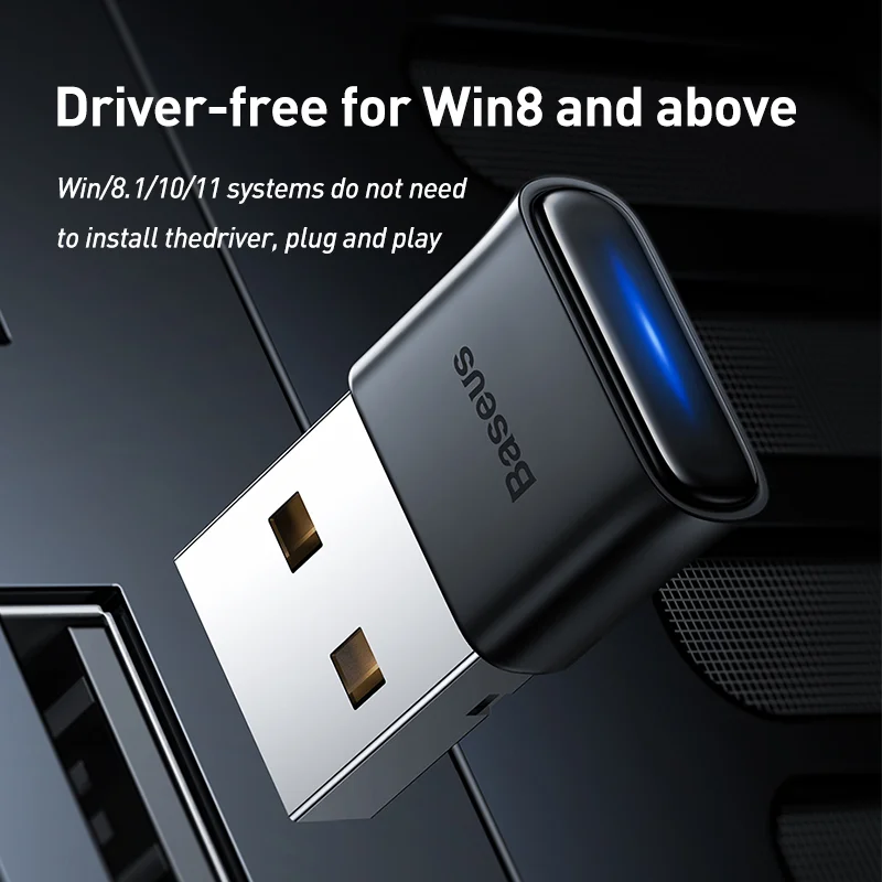 Baseus USB 블루투스 어댑터 동글 어댑터, 블루투스 5.1, PC 노트북 무선 스피커 오디오 수신기, USB 송신기
