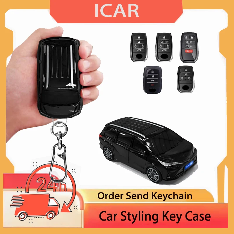 WENHENI Toyota Key Fob Cover - Shell + Keychain For Sienna (2011-2020) | Protective Smart Key Case
