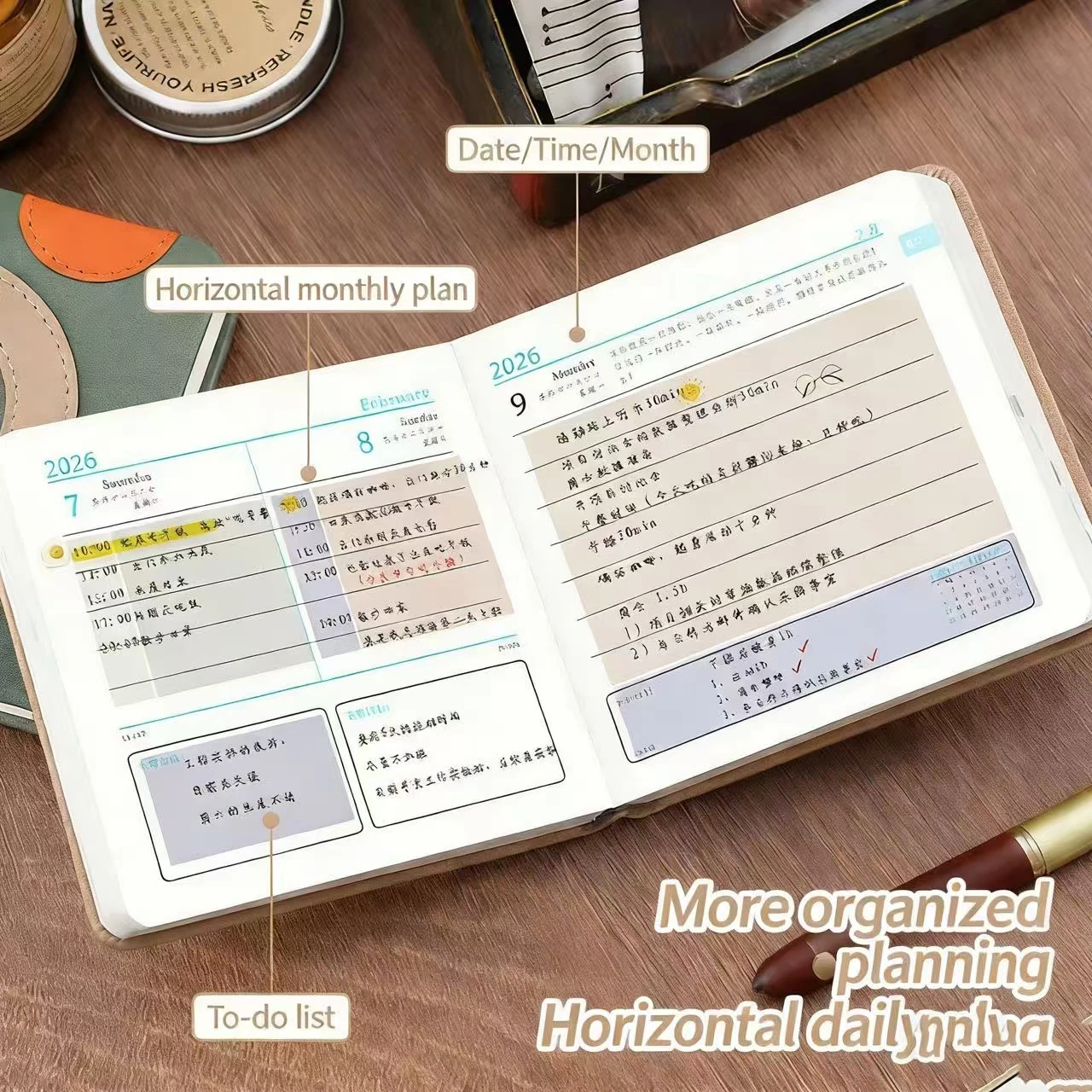Portable Notebook Planner: 2026 Monthly & Weekly Schedule Book