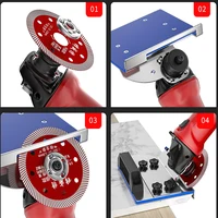 Support de meuleuse d'angle pour carrelage 45 ° Meuleuse d'angle de coupe à chanfrein, fixation en acier inoxydable, support chanfreiné Portable, dépoussiérage 3