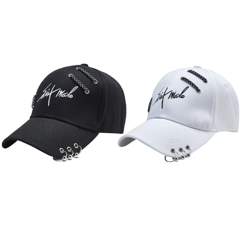 Niche Adjustable Letter Duck Tongue Hat Sport Cap Baseball Cap with Ring Peaked Cap Summer Must-have Item for Daily Wear