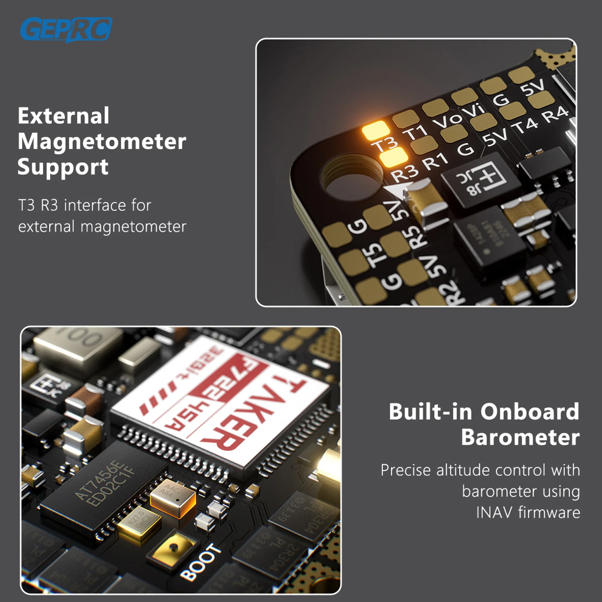 GEPRC TAKER F722 45A 32Bit AIO Зуммер 16MB Черный ящик 32Bit Анализ данных Запись полета Гоночный FPV Дрон thumbnail 4