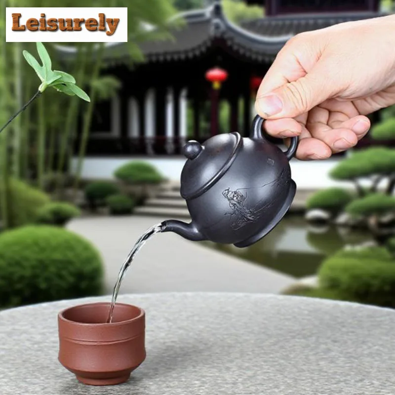 160ml Creative Yixing Purple Clay Teapots Handmade Pyriform Pot Raw Ore Stone Yellow Mud Kettle With Strainer Zisha Tea Set Gift