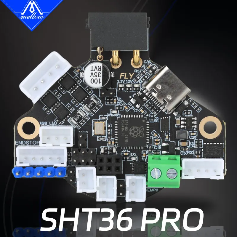 Placa de Impressora 3d Compatível com Klipper Suave Cabo Can 1m Suporte Pt100 Codificador para Motor Nema14 e 17 Fly-sht36 Pro v1