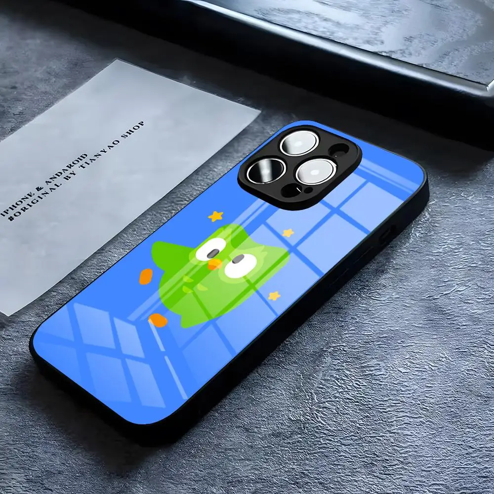 Elegant Duolingo Owl Glass Phone Case - Luxury Design Cover