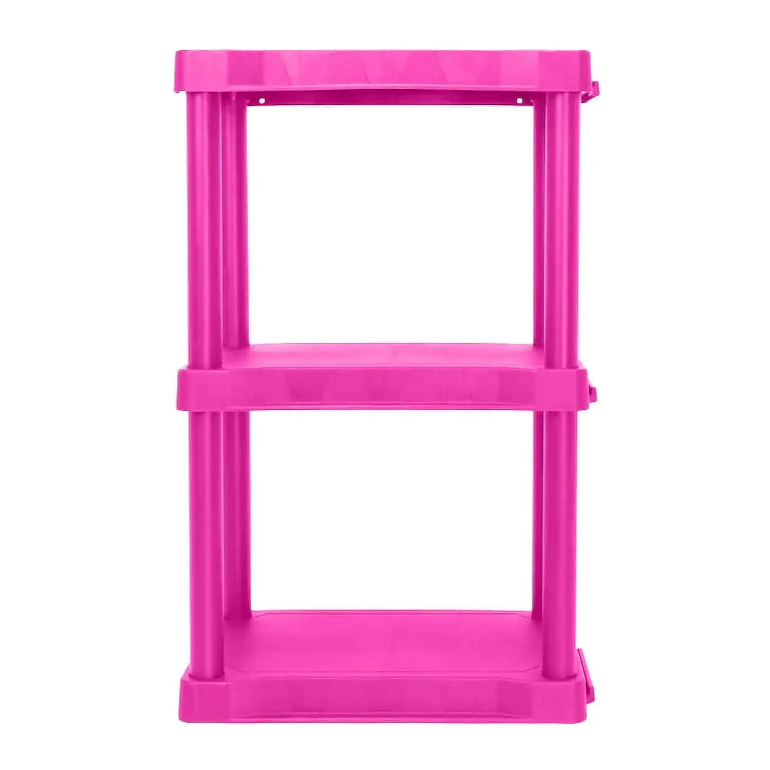 

3-Tier Plastic Garage Shelves, 12"D x 20.07"W x 32"H, 50lb Maximum Load Weight per Shelf, Pink