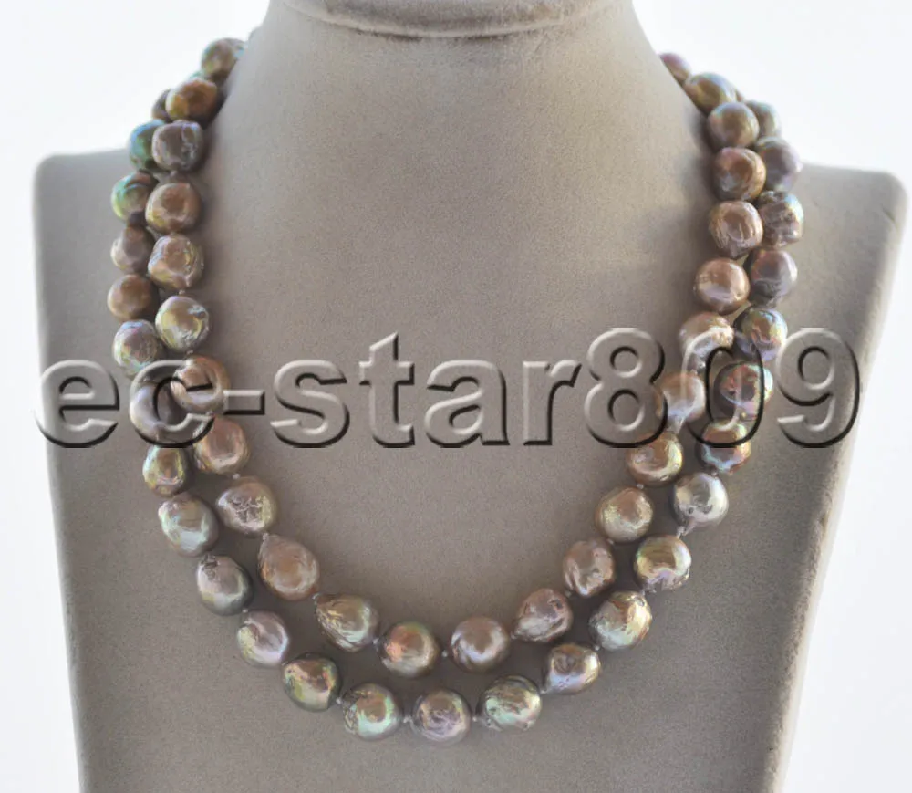 

MCT·STAR Z11157 34" 12mm Almost Round Peacock Lavender Edison KESHI Pearl Necklace