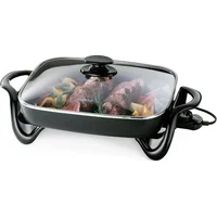 16-Inch Electric Skillet with Glass Cover,Tempered glass cover with stay-cool handle,Doubles as a buffet server. 1