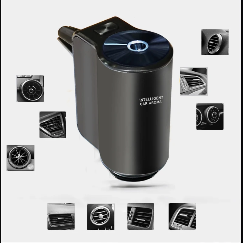 DELIXING Luxury Car Scent Air Freshener Aroma Fragrance Essential Oil Diffuser Electric Waterless Car Perfume Diffuser Vent Clip